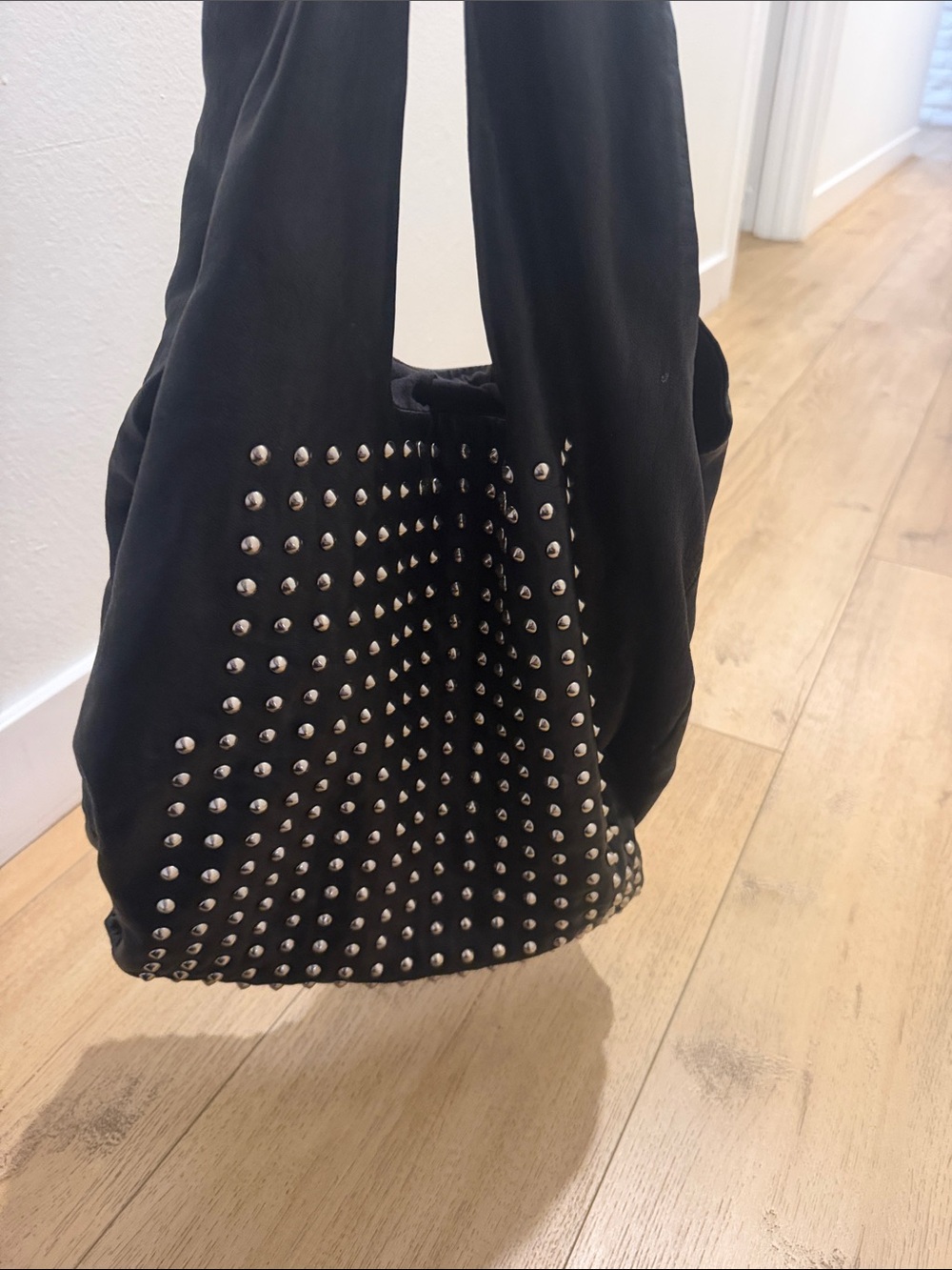 Maje Black Studded Shoulder Bag